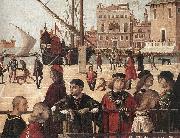 CARPACCIO, Vittore Arrival of the English Ambassadors (detail) fg Spain oil painting reproduction